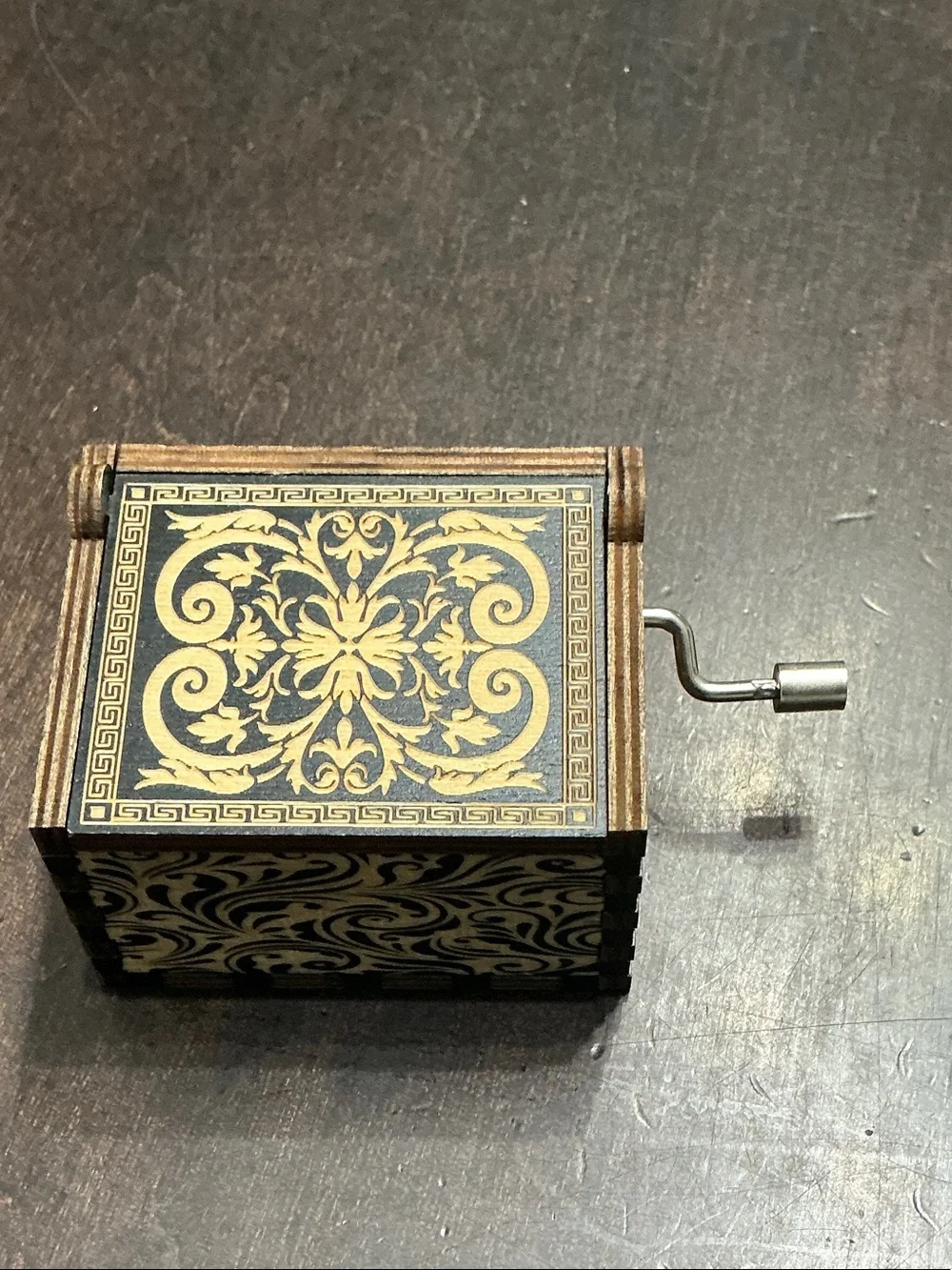 Hand-Crank Wooden Music Box - 
